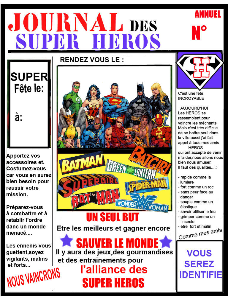 Carte d'invitation anniversaire super heros