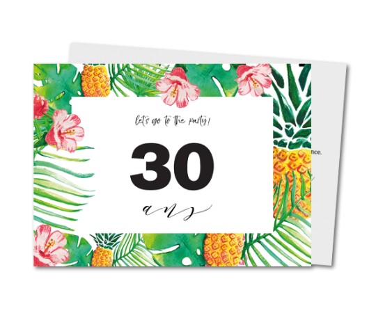 Carte invitation anniversaire tropical