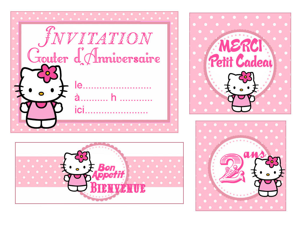 Carte d'invitation anniversaire hello kitty