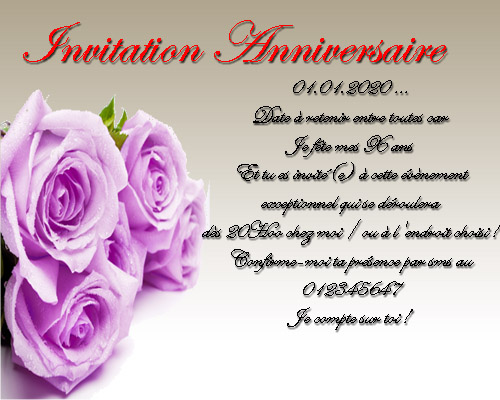 Carte d'invitation anniversaire texte
