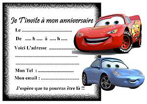 Carte d invitation anniversaire a imprimer gratuit cars