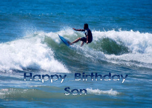 Carte anniversaire avec surfeur