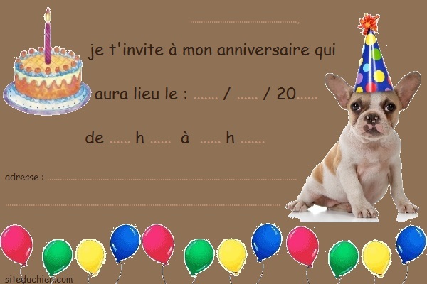 Carte invitation anniversaire avec chiens