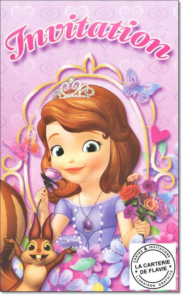 Carte d'invitation anniversaire princesse disney