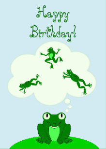 Carte anniversaire avec grenouille