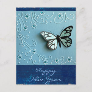 Carte anniversaire papillon bleu