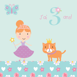 Carte anniversaire fille 3 ans princesse