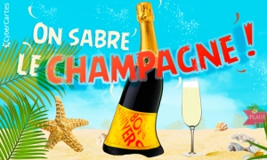 Carte anniversaire bouteille champagne