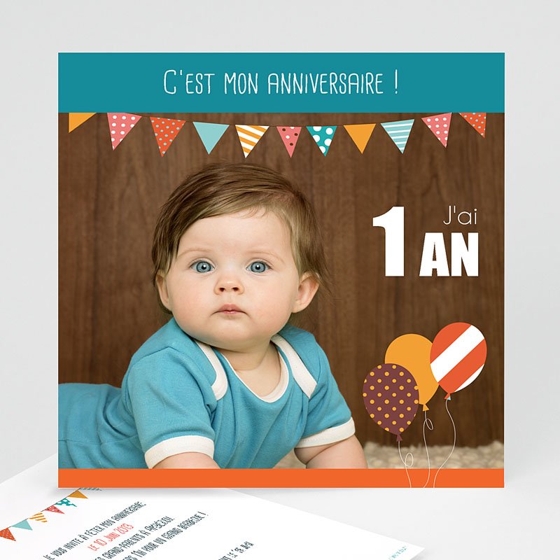 Carte invitation 1er anniversaire bébé