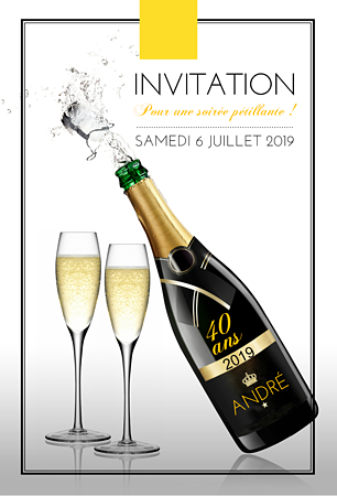 Carte d invitation anniversaire champagne