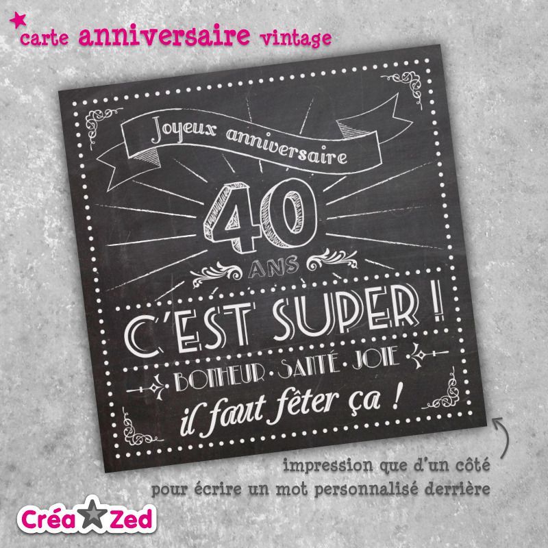 Carte invitation anniversaire virtuelle 40 ans