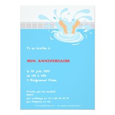 Carte d'invitation anniversaire piscine gratuite