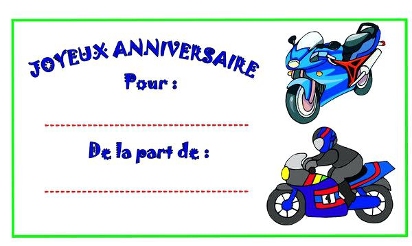 Carte invitation anniversaire motocross