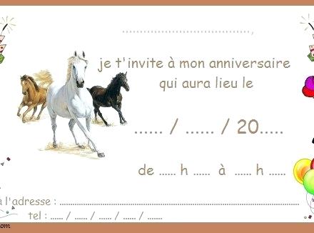 Carte invitation anniversaire gratuite à imprimer de cheval
