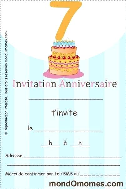 Carte invitation anniversaire 7 ans à imprimer
