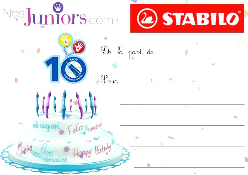 Carte invitation anniversaire pour garcon de 10 ans