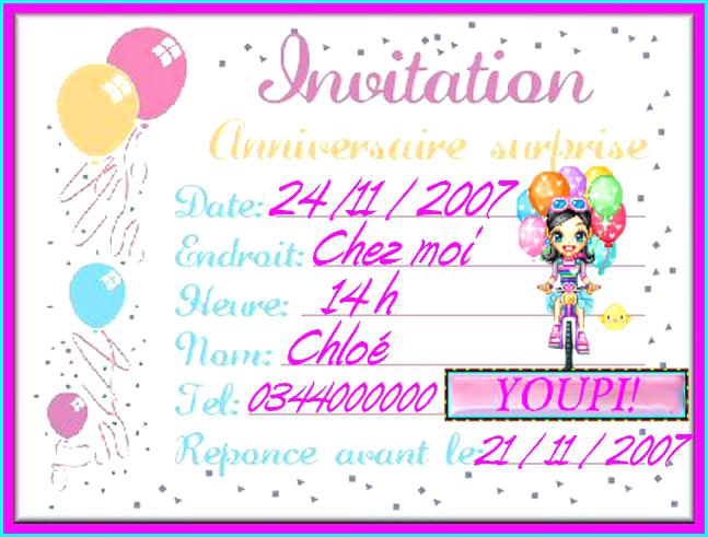 La carte d'invitation anniversaire