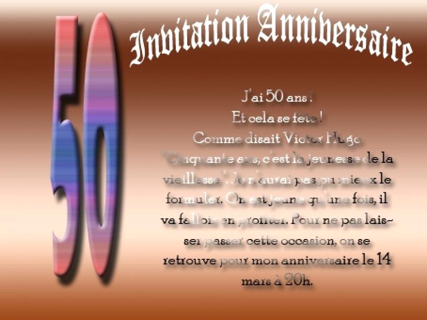 Texte invitation anniversaire 50 ans original