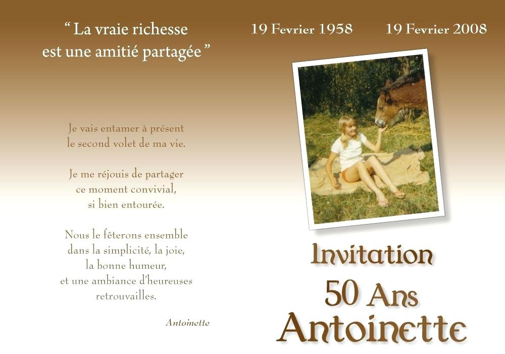Carte d'invitation anniversaire 50 ans gratuite