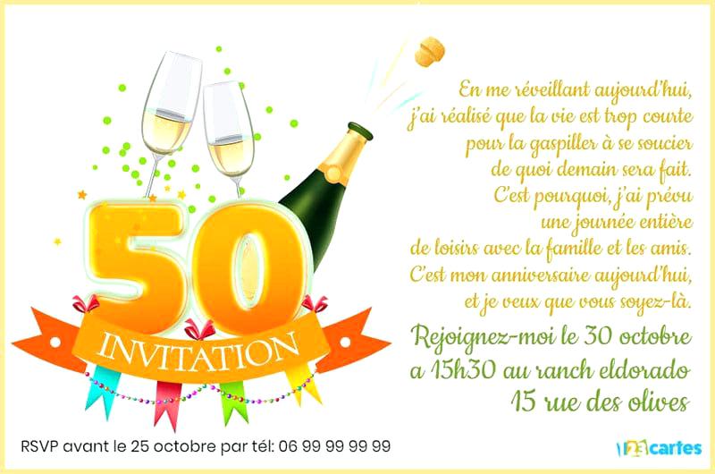 Invitation anniversaire 50 ans texte