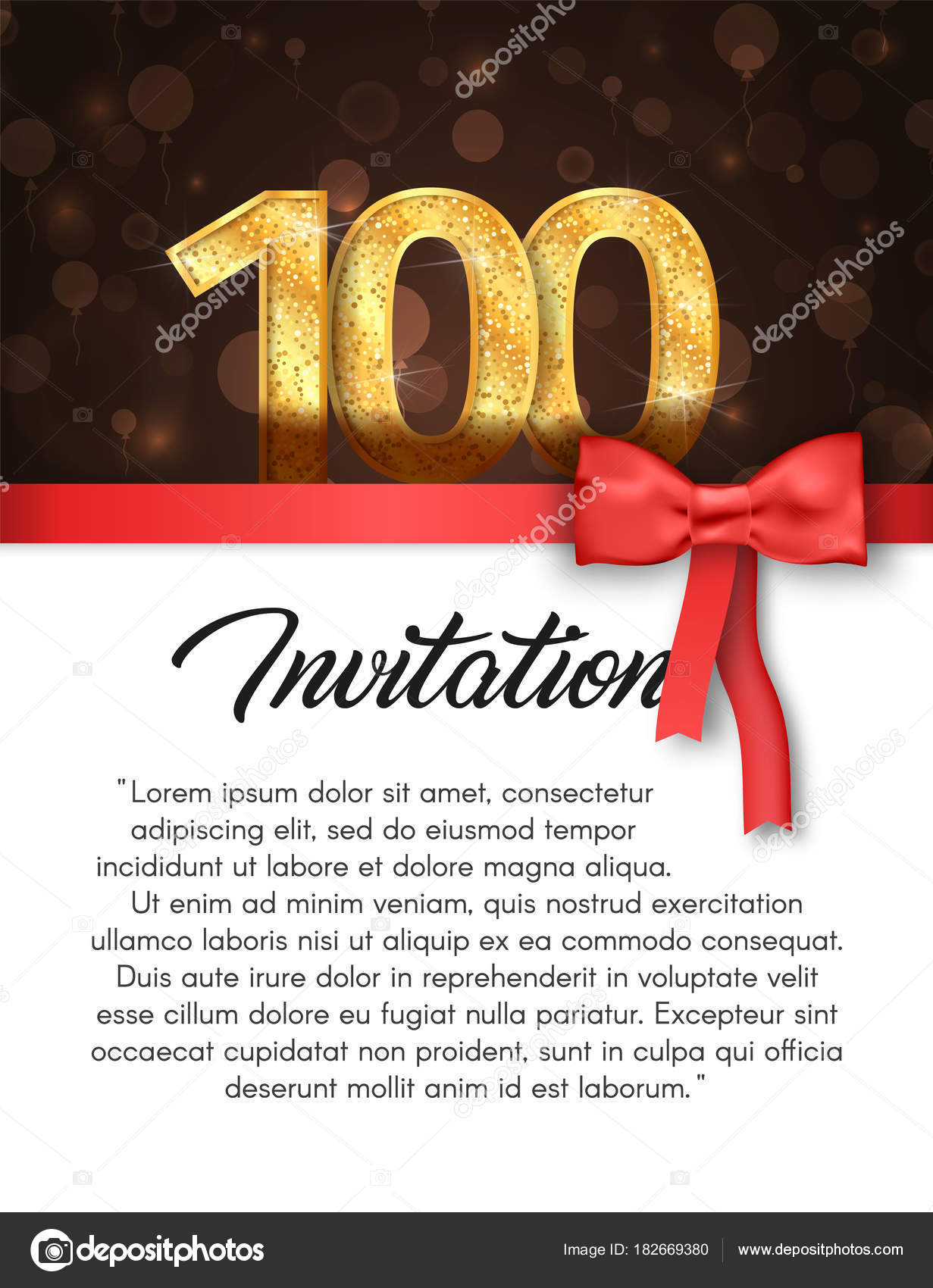 Carte d'invitation anniversaire 100 ans