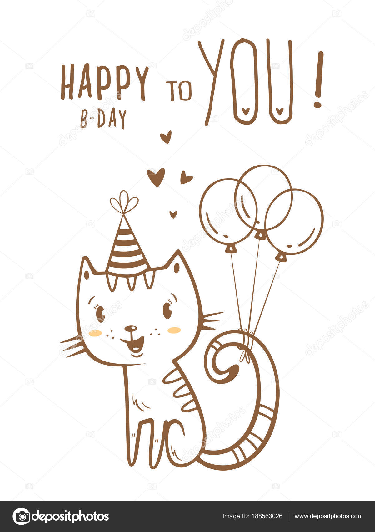 Carte anniversaire chat mignon