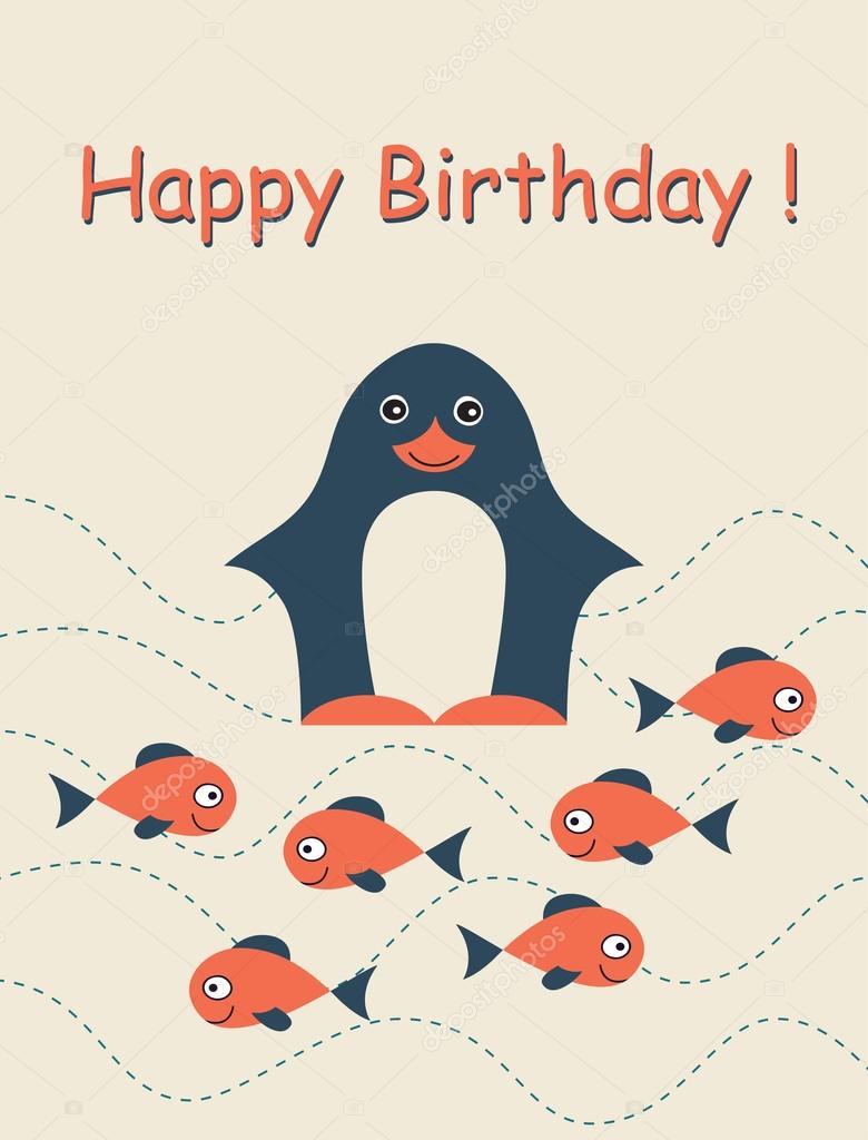 Carte d anniversaire avec des poissons