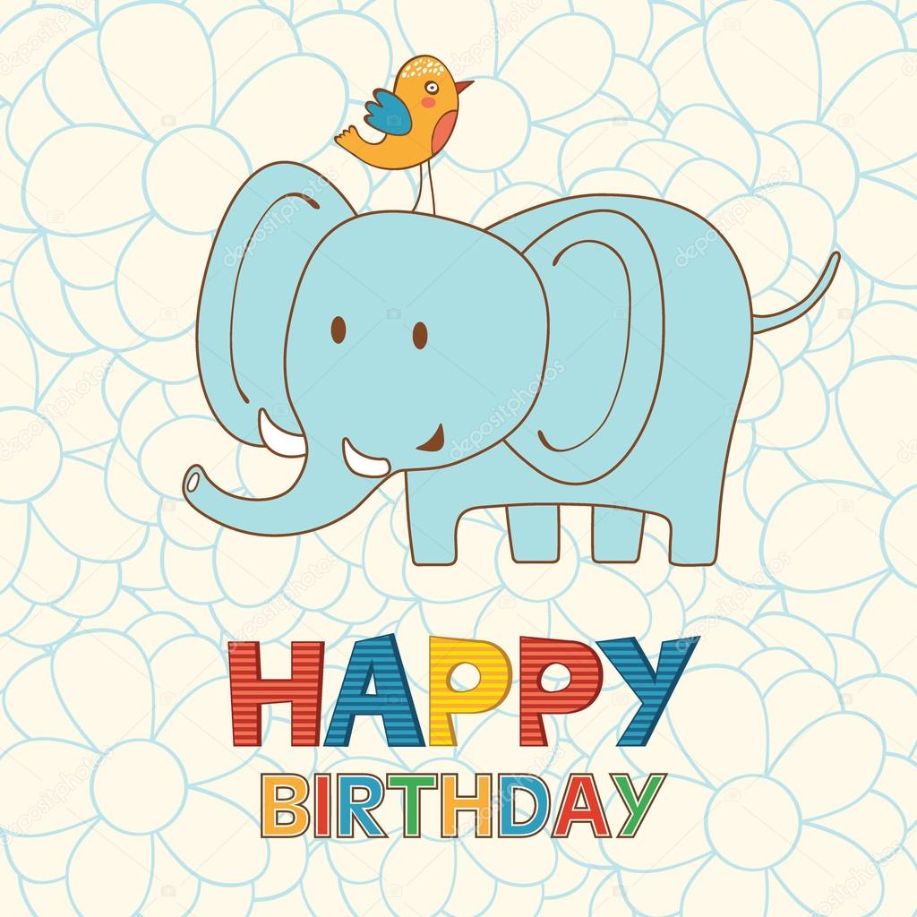 Carte anniversaire avec éléphant
