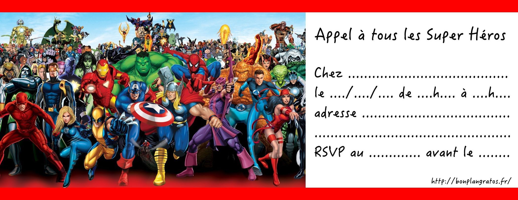 Carte d invitation anniversaire super heros