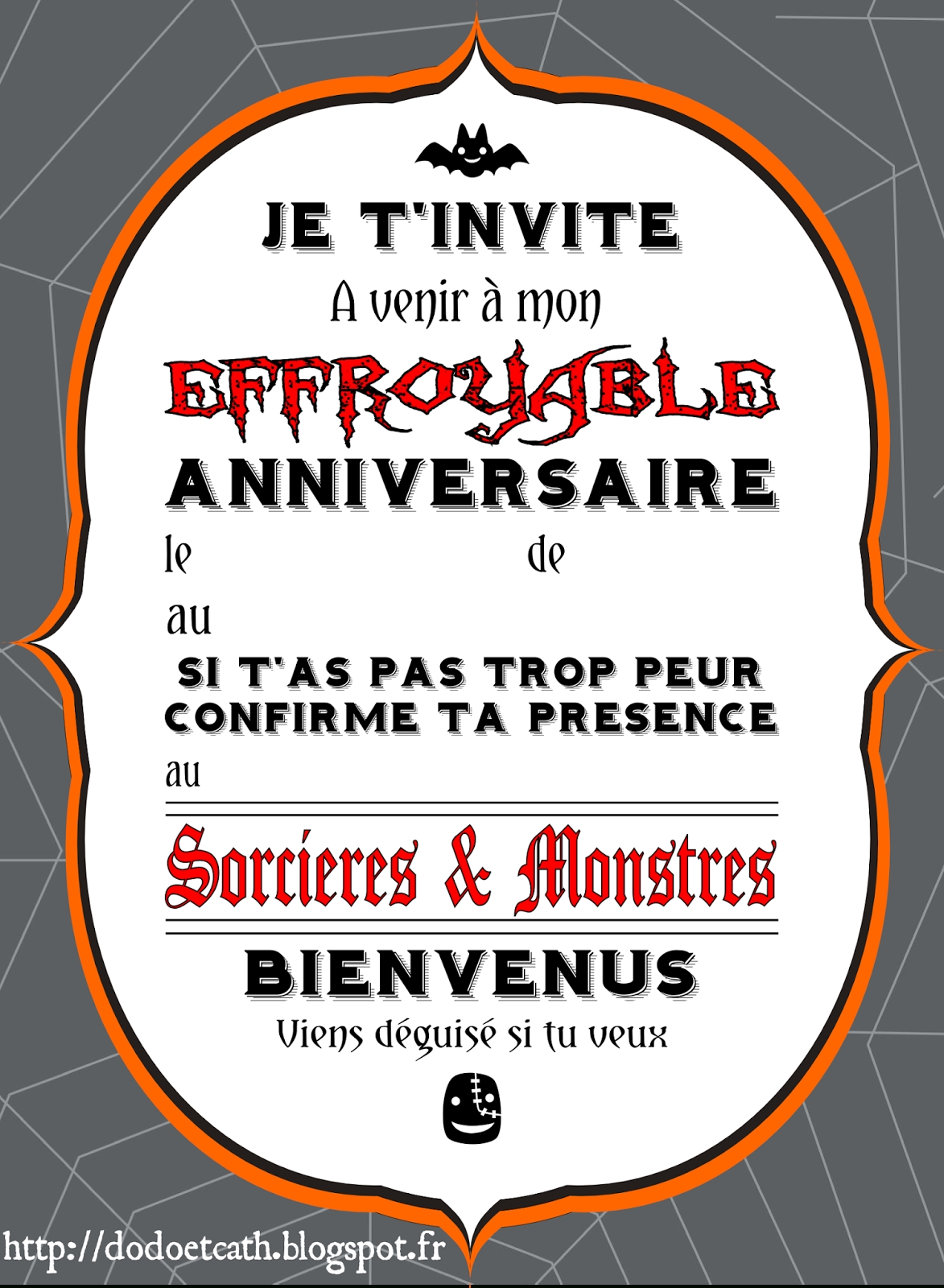 Carte invitation anniversaire gratuite halloween
