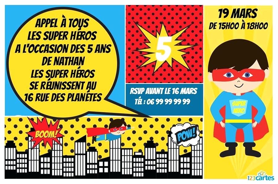 Carte invitation anniversaire à imprimer gratuite+super héros