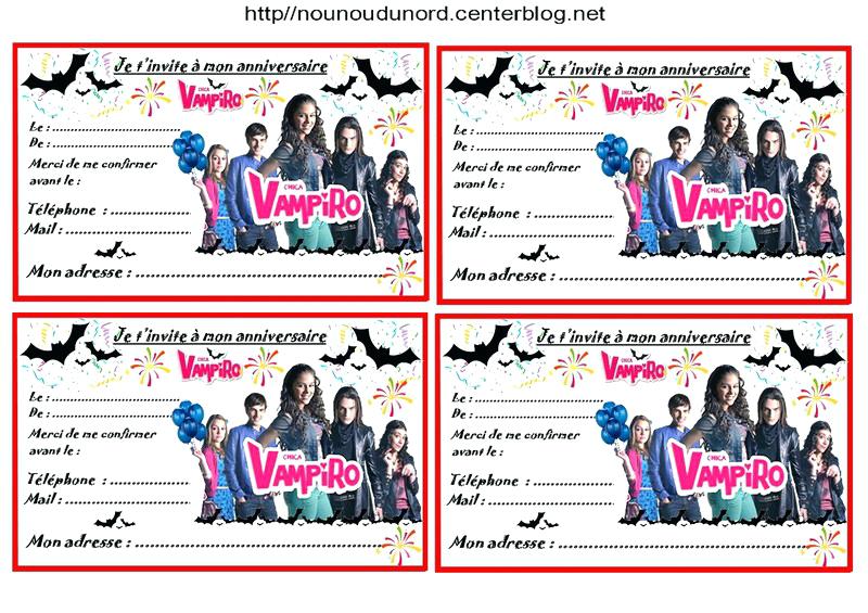 Carte invitation anniversaire chica vampiro