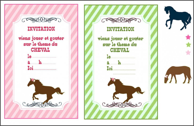 Carte d'invitation anniversaire gratuite à imprimer de chevaux