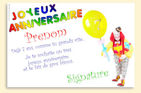 Carte anniversaire gratuite à imprimer fille 7 ans
