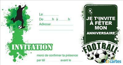 Carte invitation anniversaire football gratuite