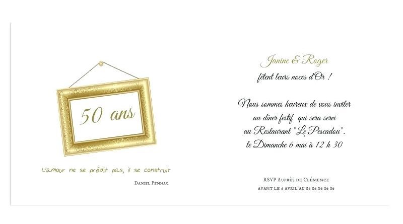 Texte carte invitation anniversaire mariage 50 ans