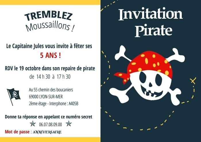 Carte anniversaire pirates gratuite