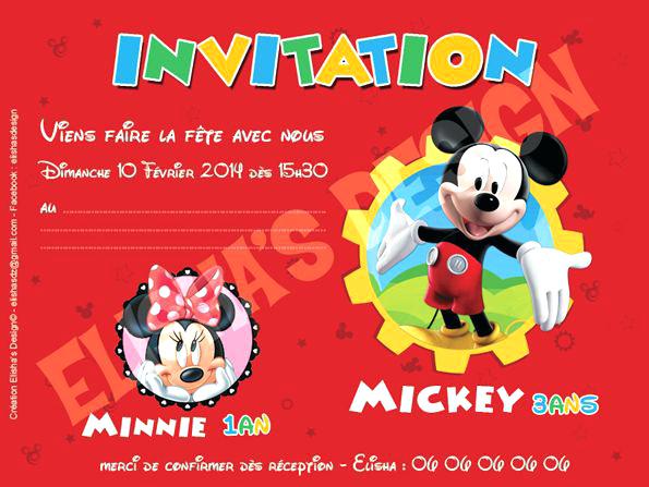 Carte invitation anniversaire mickey a imprimer