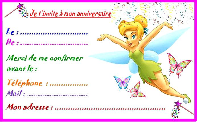 Carte invitation anniversaire petite fille 5 ans