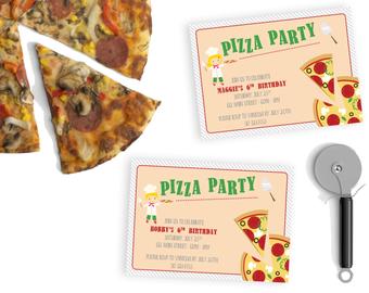 Carte invitation anniversaire pizza party