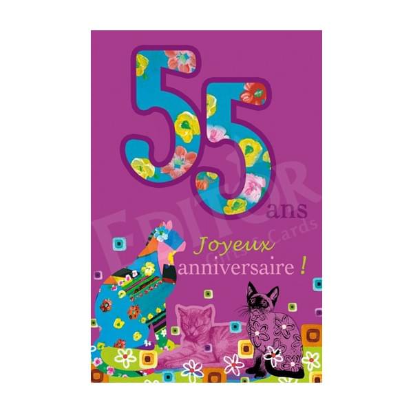 Carte anniversaire 55 ans humoristique a imprimer