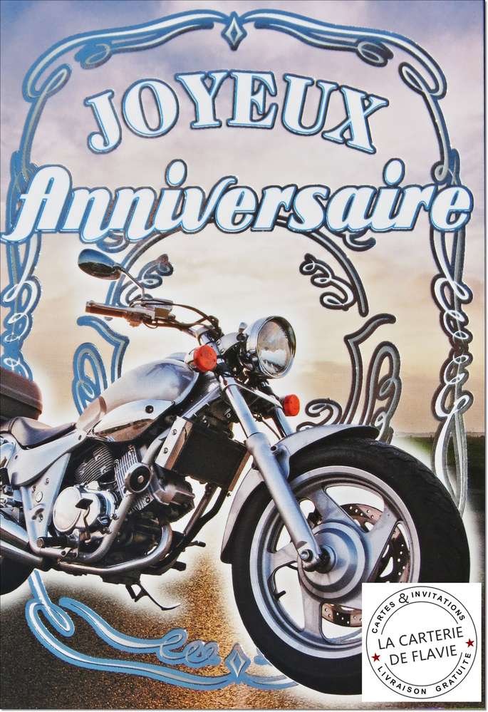 Carte joyeux anniversaire moto