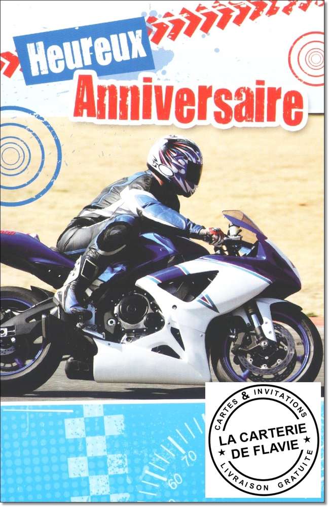 Carte anniversaire animée avec moto