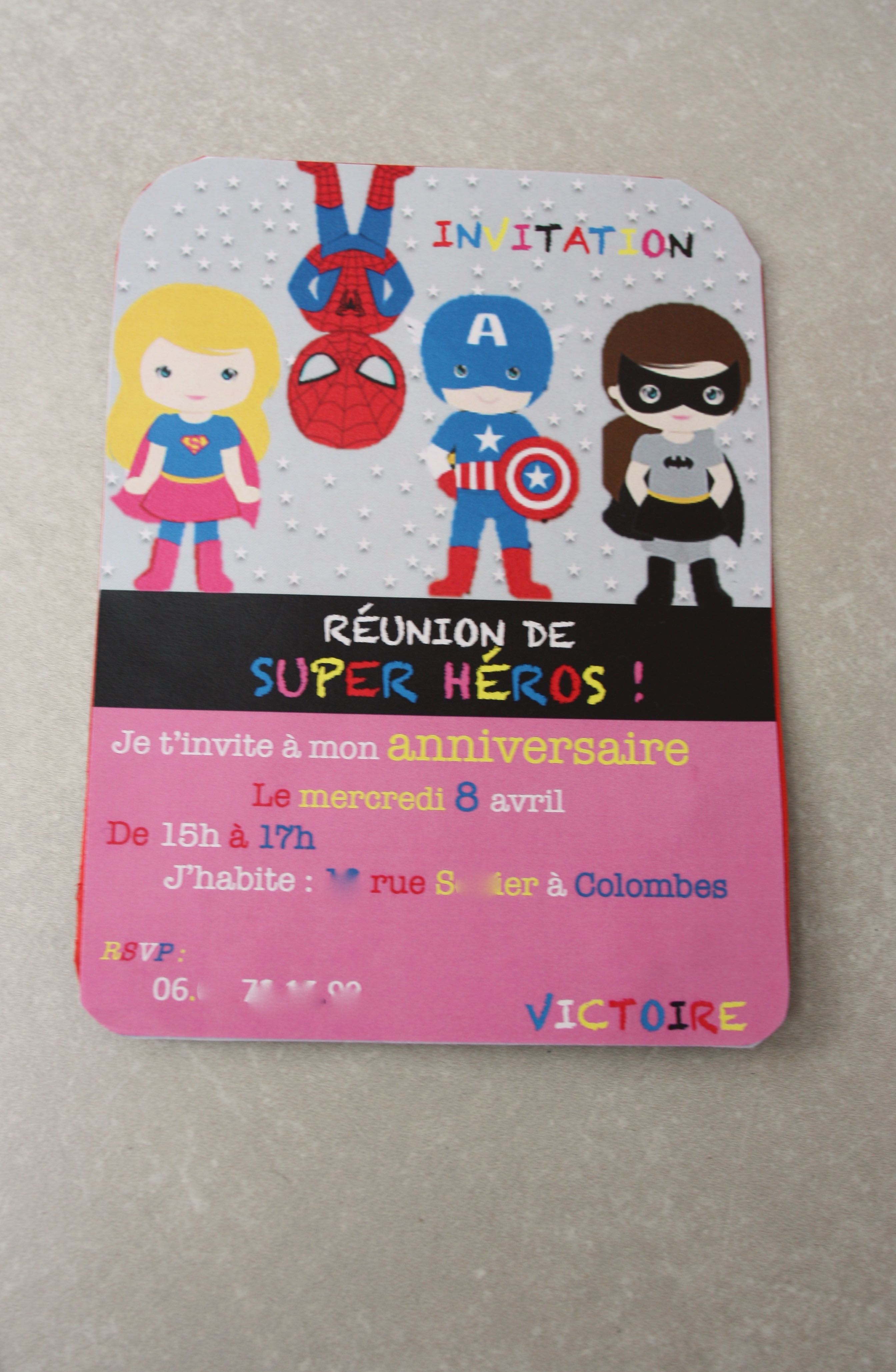 Carte anniversaire 7 ans super heros