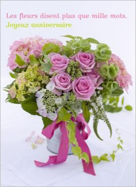 Bouquet de fleurs message anniversaire