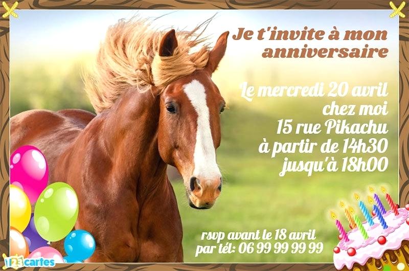 Carte anniversaire theme cheval