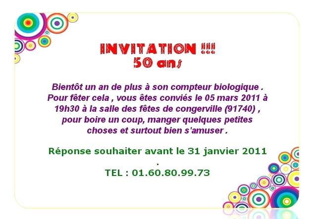 Texte Pour Invitation Anniversaire 50 Ans Gratuit Jlfavero