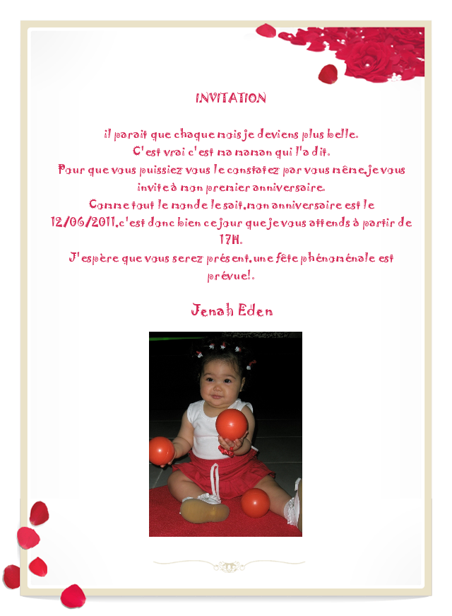Carte invitation premier anniversaire bébé