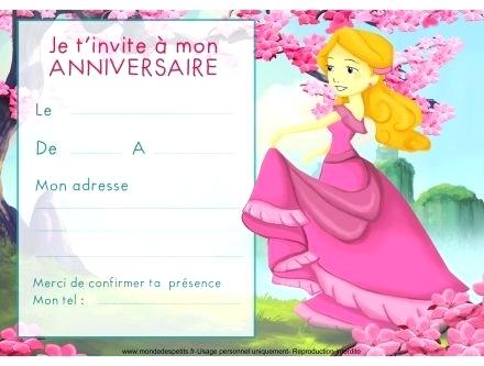 Carte invitation anniversaire princesse disney a imprimer