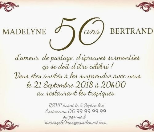 Texte rigolo pour invitation anniversaire 50 ans